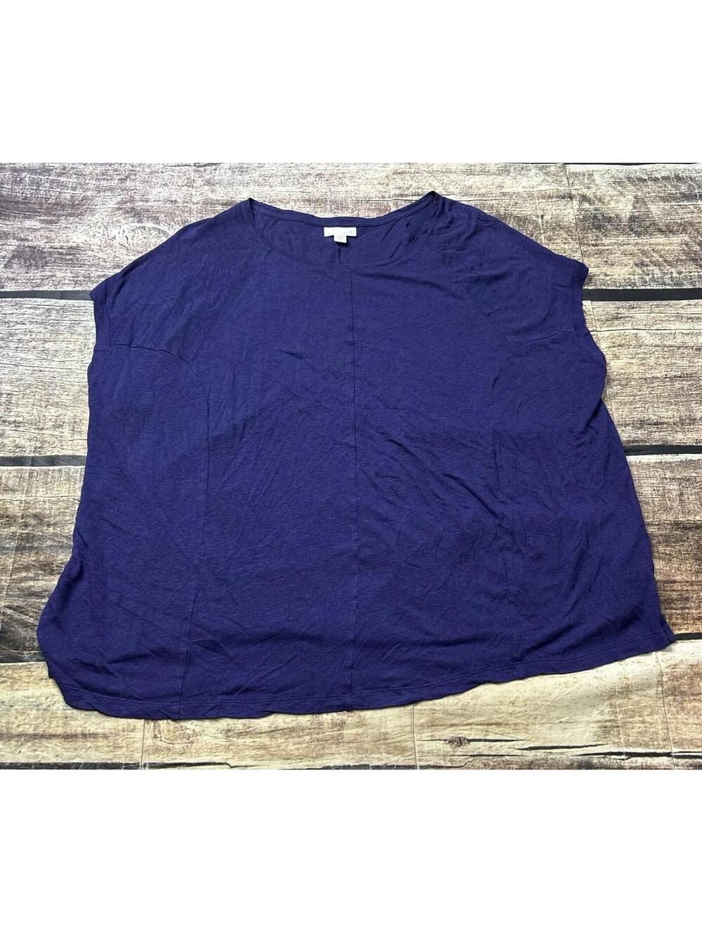 J Jill Top Womens XL Linen Blend Sleeveless Purple Oversized
